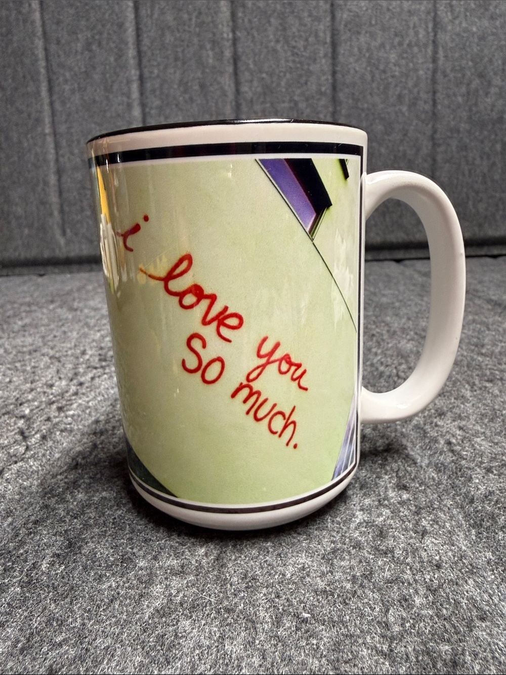 White Ceramic Mug with Red Script 'I Love You So Much'